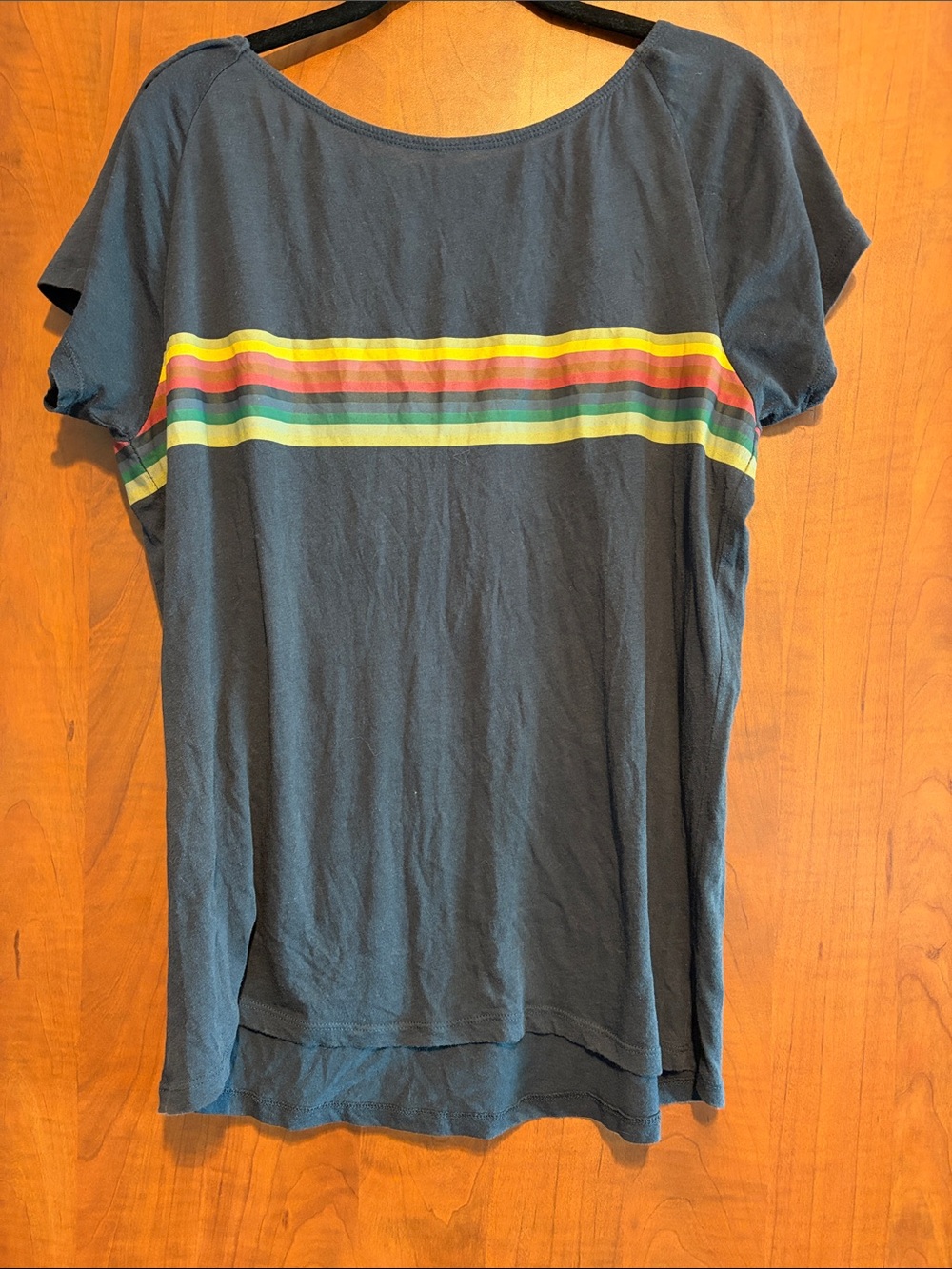 Her Universe 13th Doctor Who Navy Short Sleeve Tee with Multicolor Chest Stripes - Picture 3 of 3